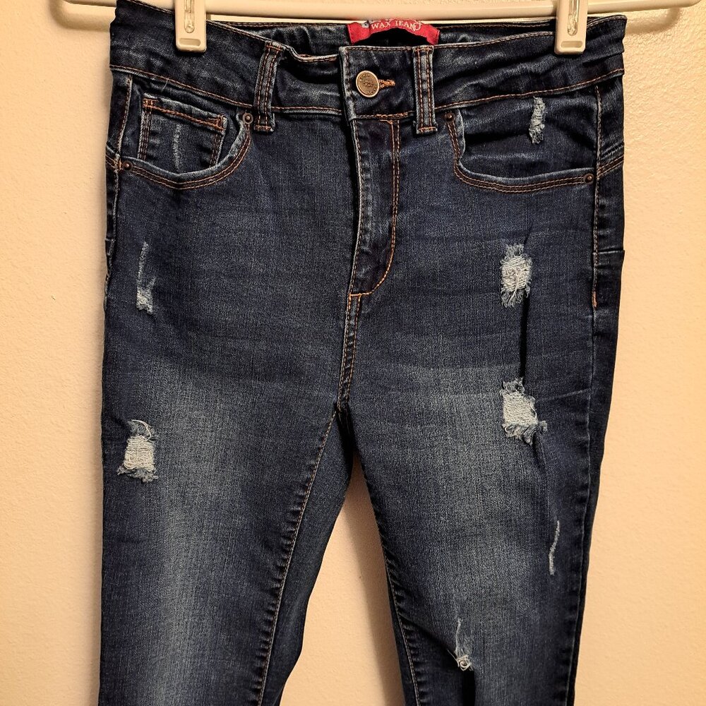 Wax Jean Butt I Love You Ripped/ Distressed Skinny High rise Jeans - Picture 6 of 8